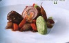 Geschmorte Roulade mit Kalbsbackerl Gemüse und Petersilien Polenta