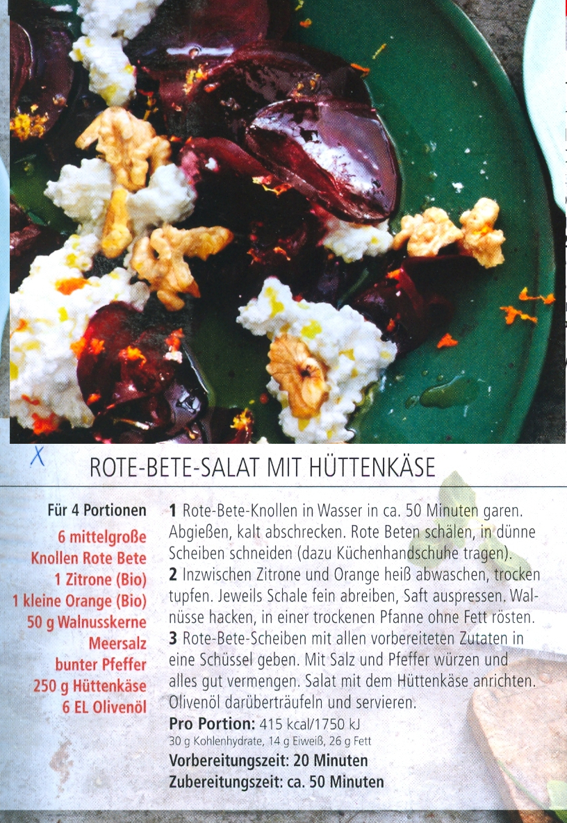 Rote Beete Salat mit Hüttenkäse