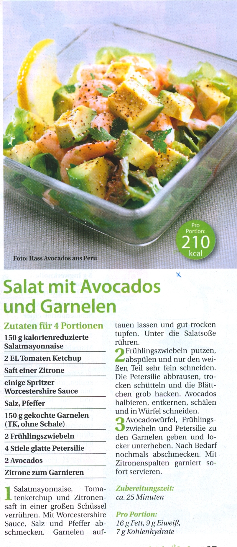 Salat mit Avocados und Garnelen