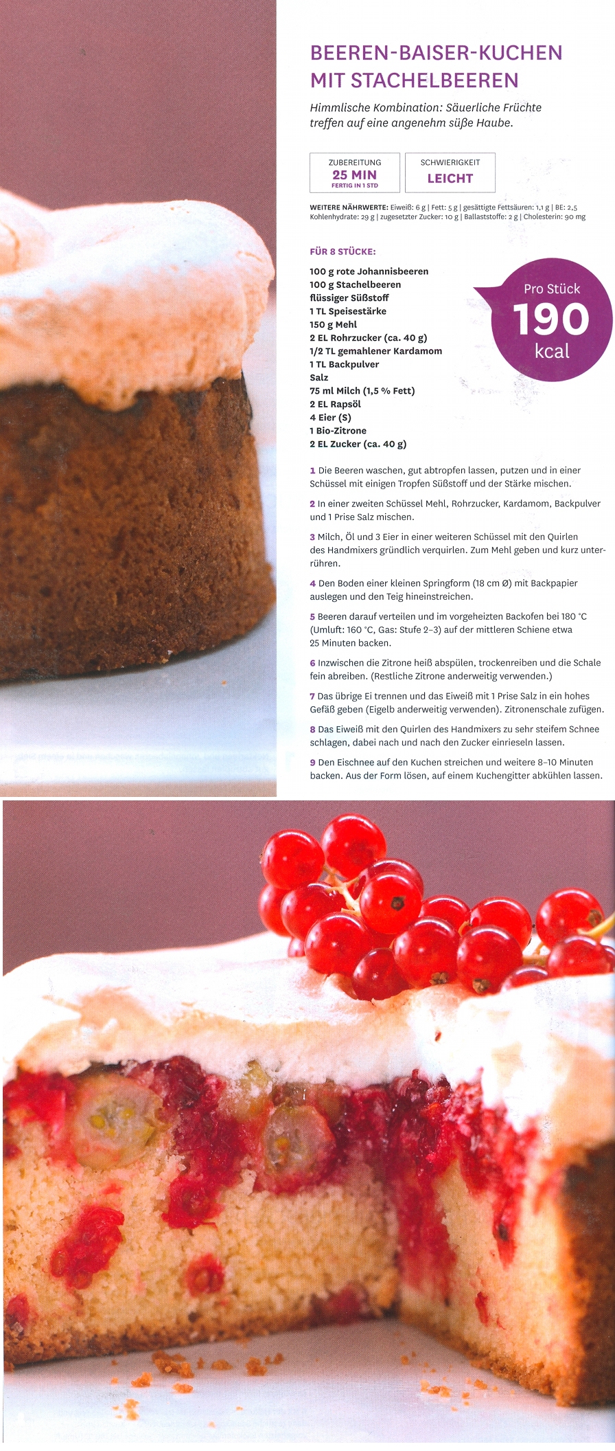 Beeren Baiser Kuchen mit Stachelbeeren