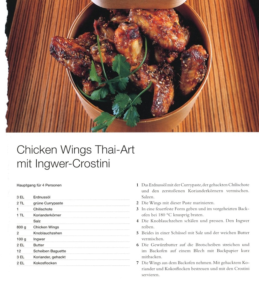 Chicken Wings Thai Art mit Ingwer Crostini