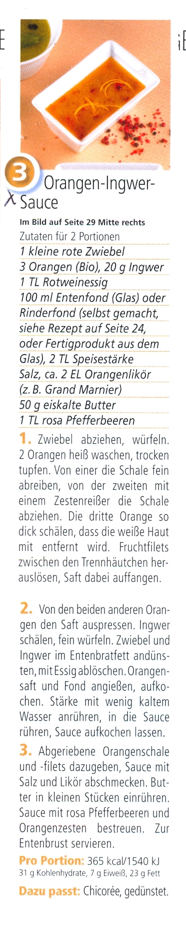 Orangen Ingwer Sauce